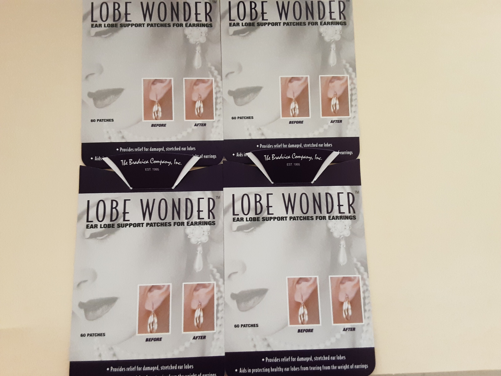 Four (4) BOXES: LOBE WONDER (240 Ear Lobe Support Patches) * 1 DAY SHIPPING*