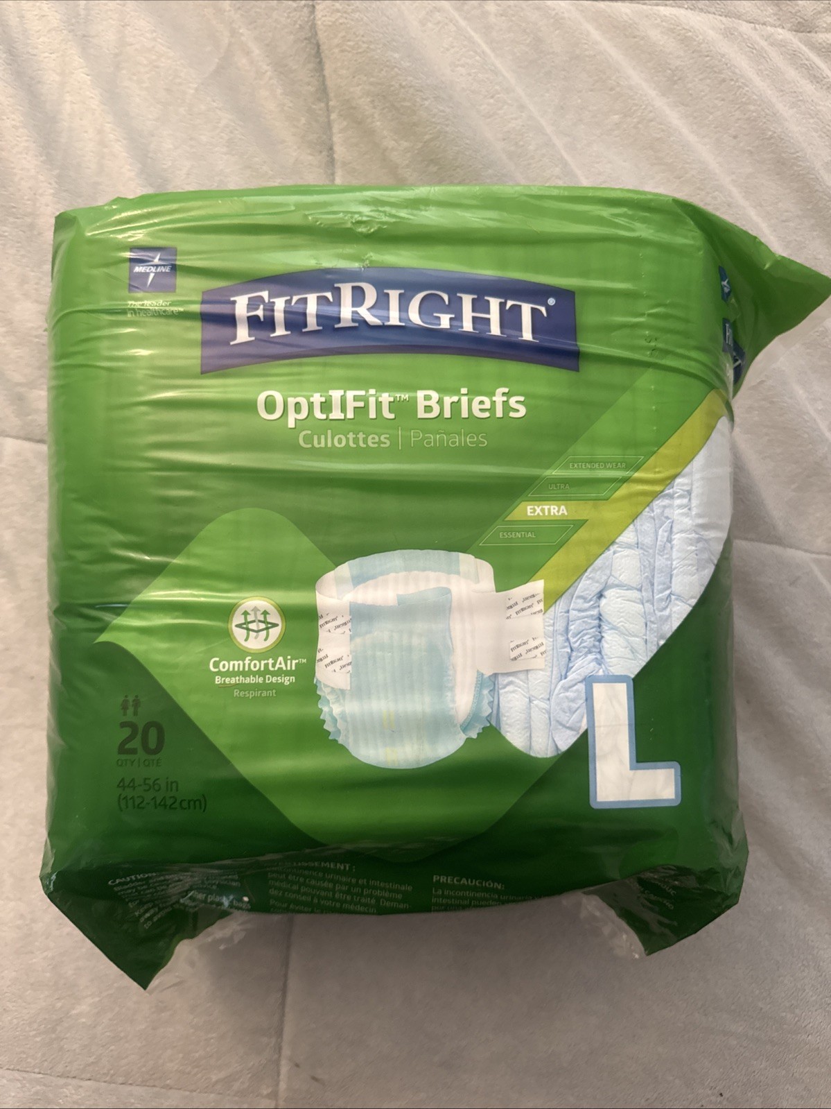 Medline FitRight OptIFit Adult Diapers w/Tabs, L, Unisex 44in-56in 20ct #3