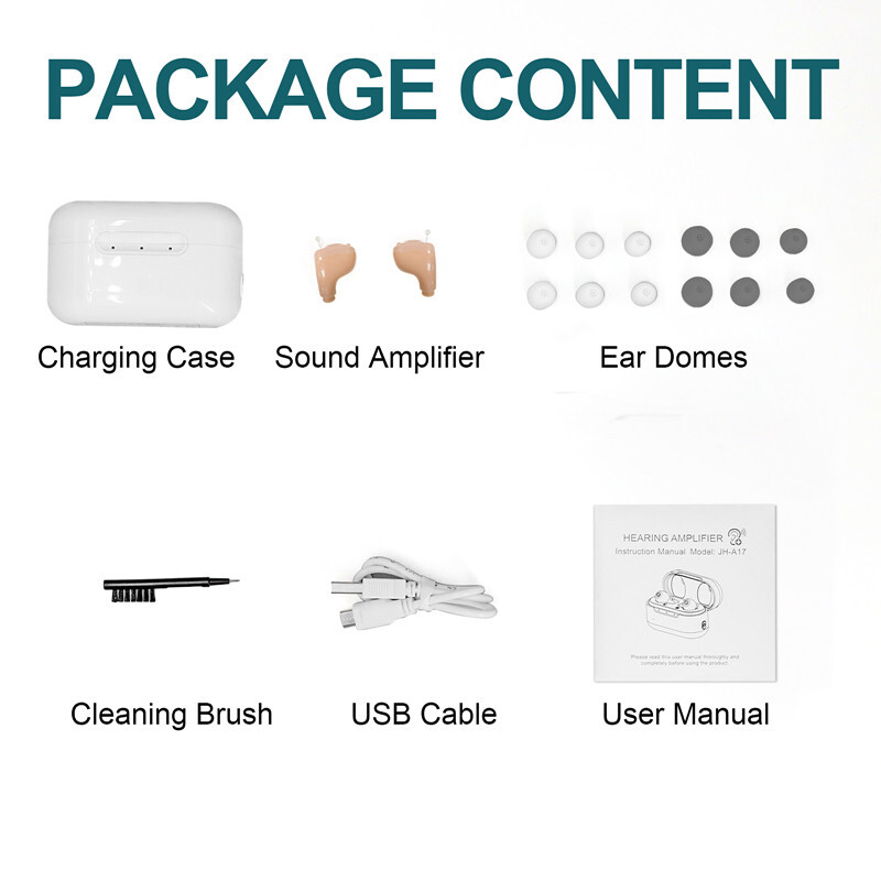 1 Pair Invisible Digital Hearing Aids Rechargeable Mini Sound Enhancer Amplifier