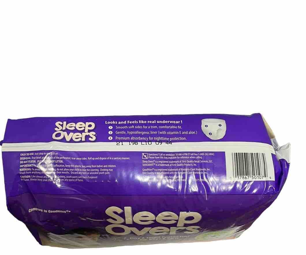 Sleep Overs Pull Up Style Incontinence Pants, Boy Girl XL – 12 Count