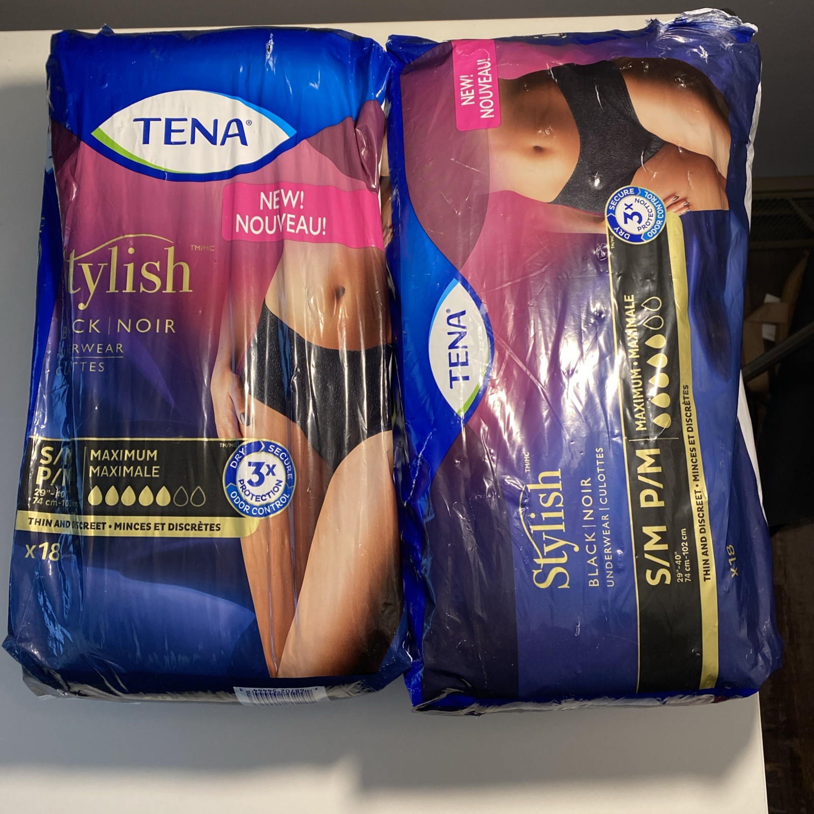 Lot 2 Stylish Black Noir Women’s SM/PM, 18 Ct, Thin & Discreet Period Underwear