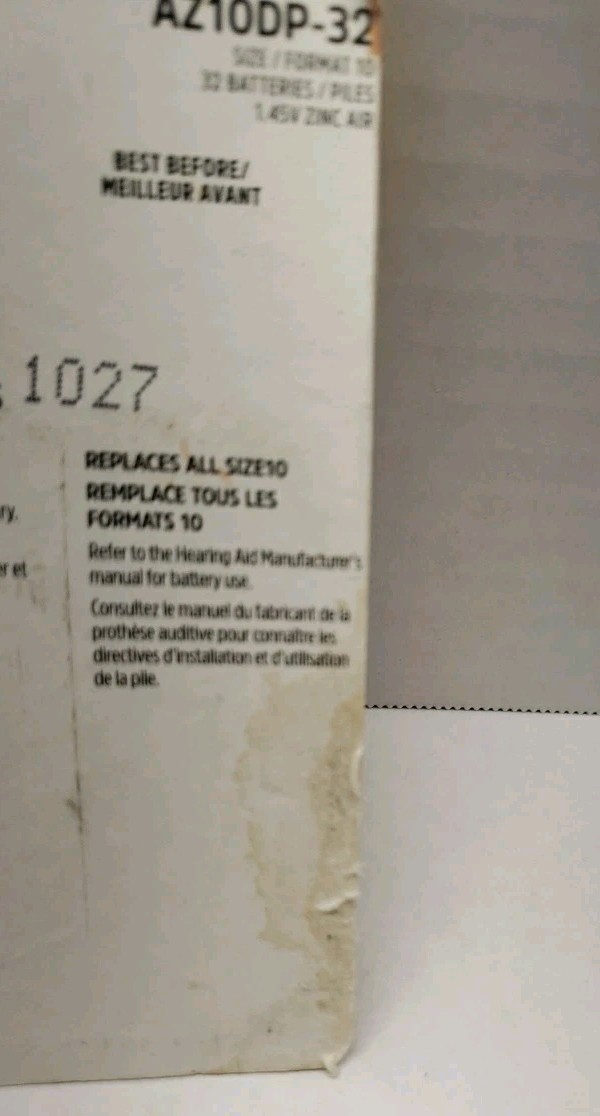 Energizer Size 10 Hearing Aid Batteries – AZ10DP-32 – #New 10/27