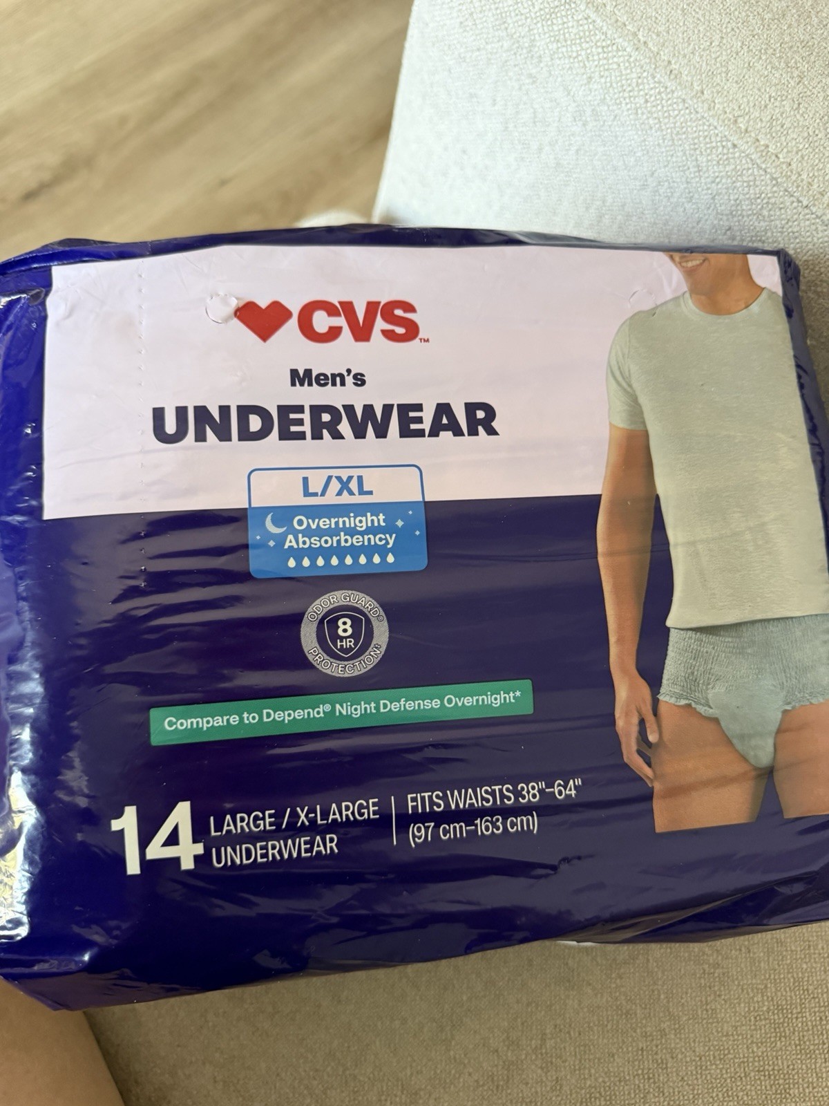 CVS Health Mens Underwear Maximum Absorbency L/XL Size Fits 38″ To 64″