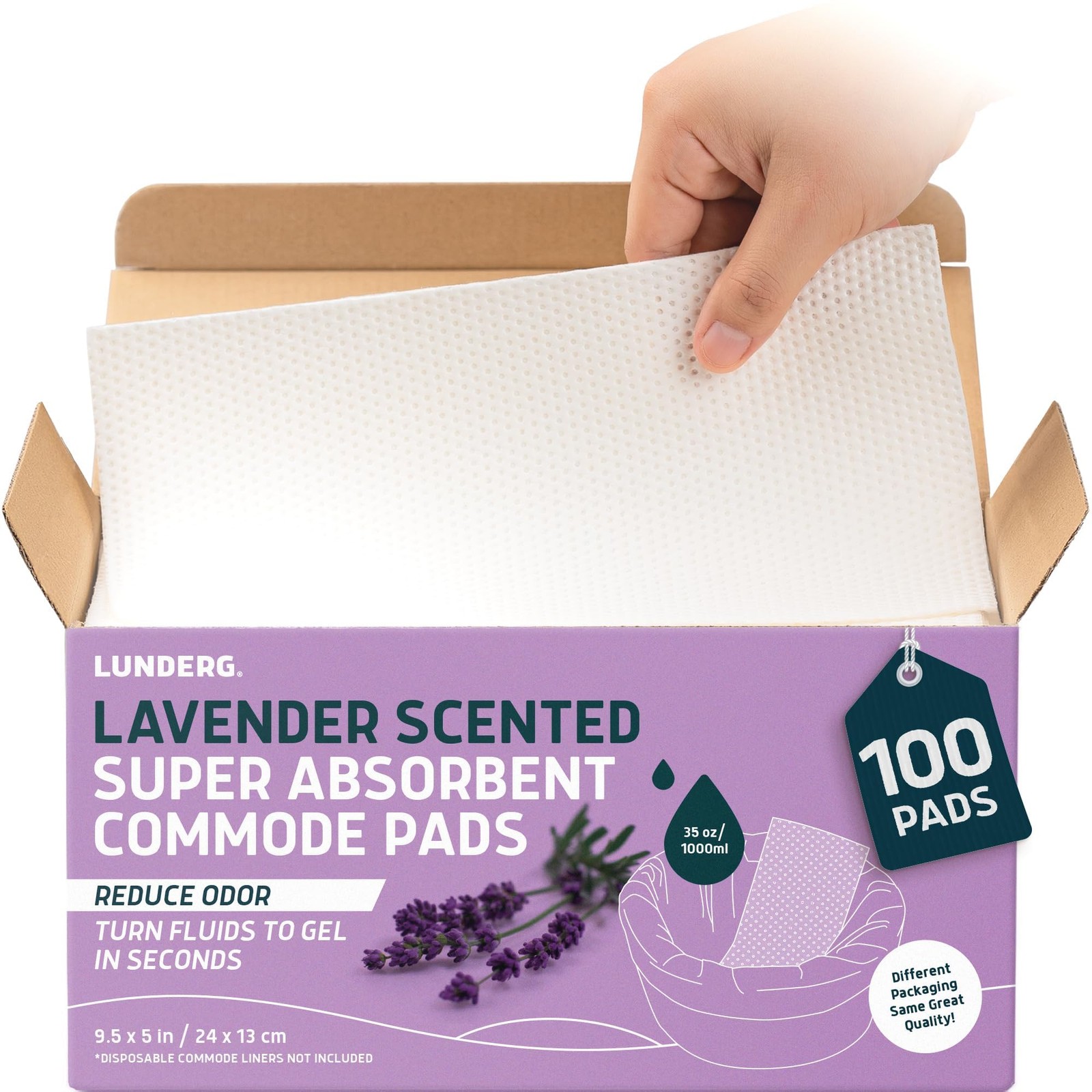 Lunderg Lavender Scented Super Absorbent Commode Pads – Medical Grade Value Pack