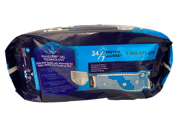 Prevail Mens Maximum Absorbency Daily Underwear Size 38″-50″ Lg. 18 Count Pack