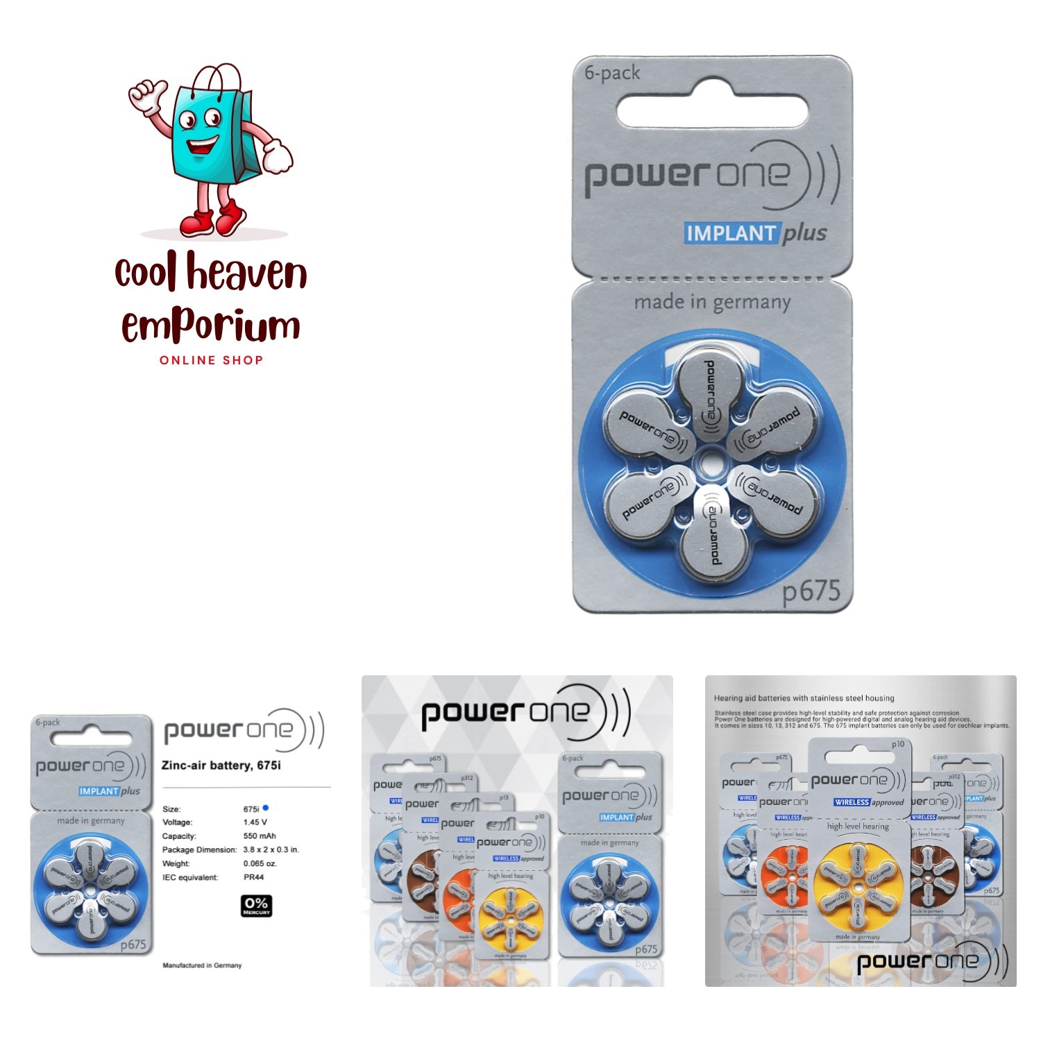 Cochlear Implant 675 Batteries! 5, 60-Packs, Total 300 Batteries