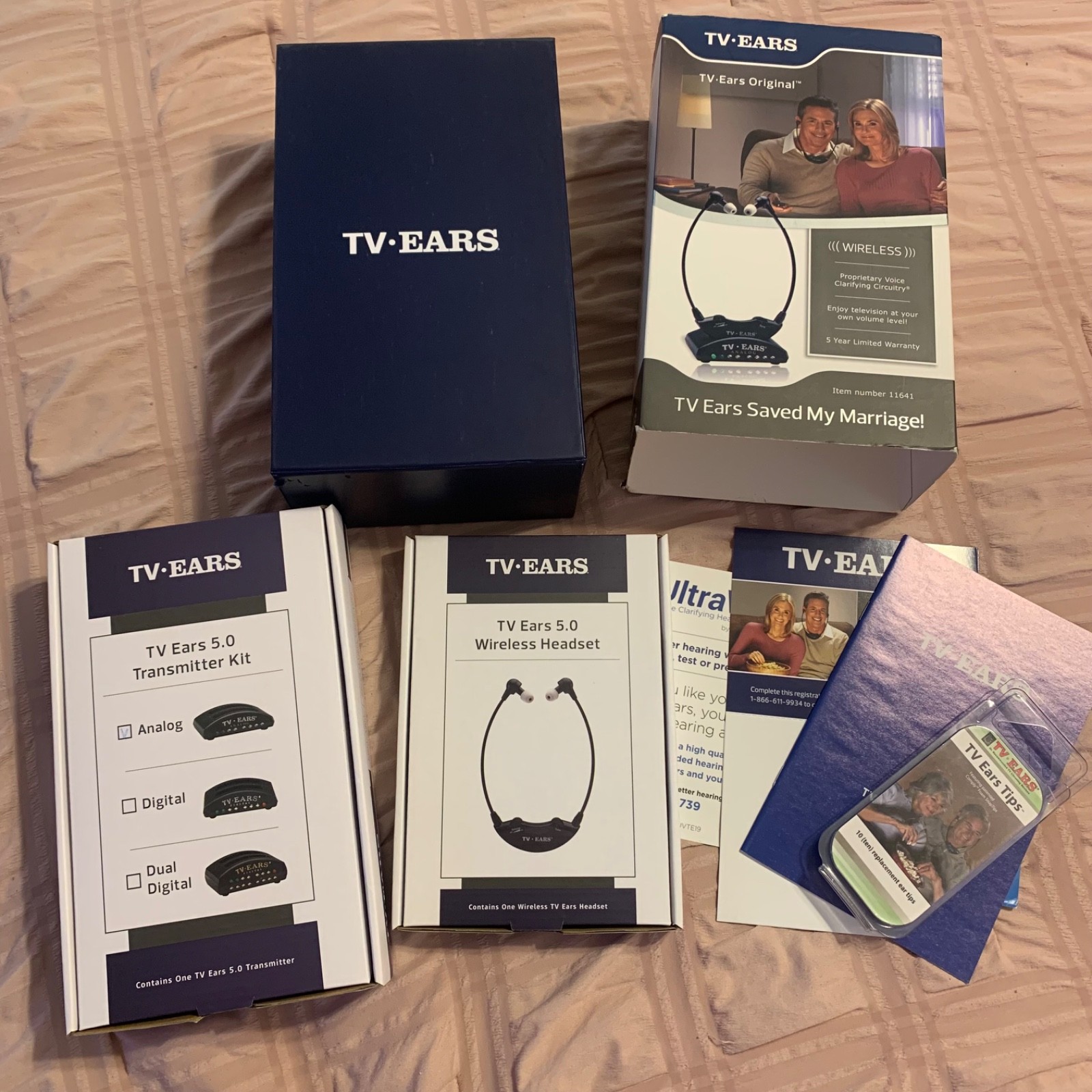 TV EARS Original 5.0 Complete System ANALOG Wireless Voice Clarifying # 11641