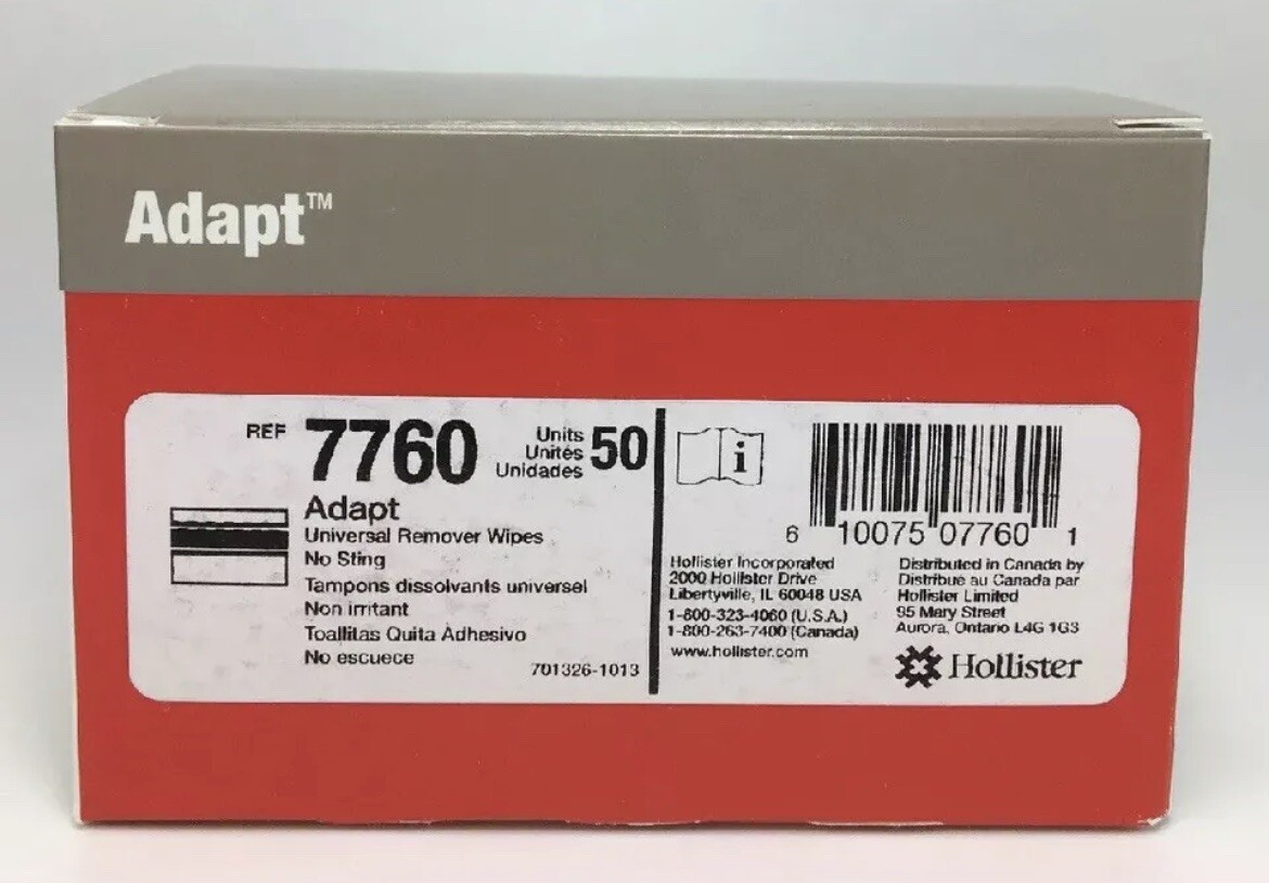 50 Hollister 7760 Adapt Universal Adhesive Remover Wipes No Sting Expires 2024