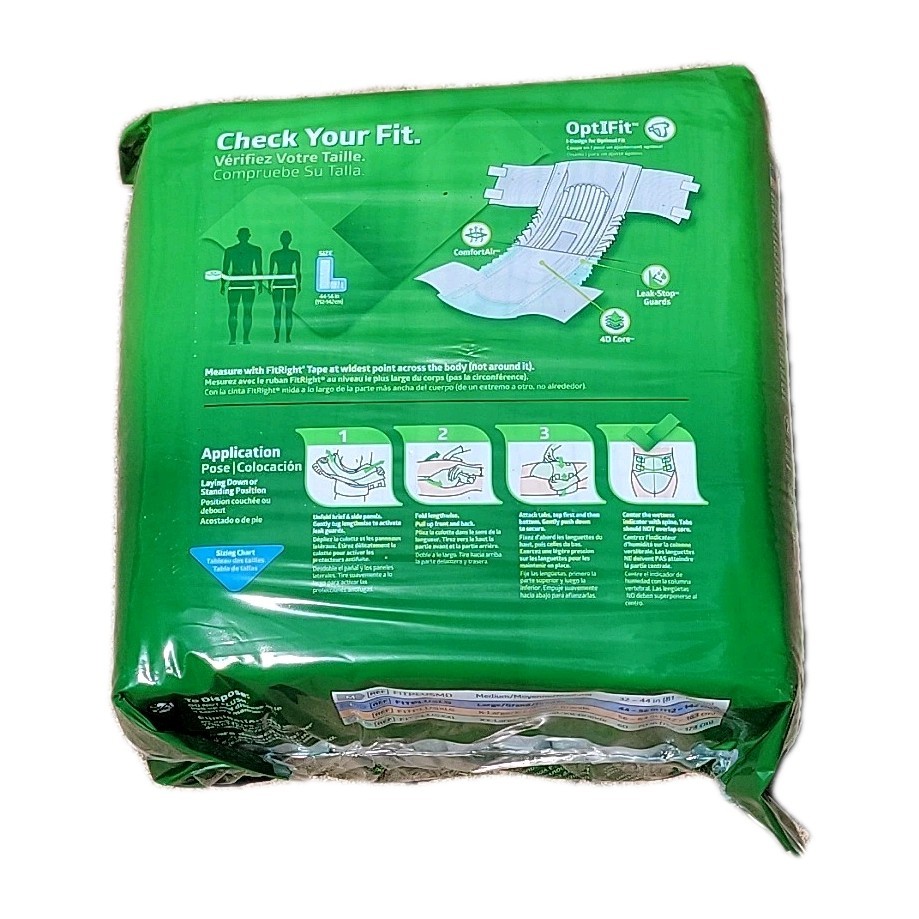 Fit Rite Optifit Disposable Briefs Ultra Size Large Adult New 20 Count
