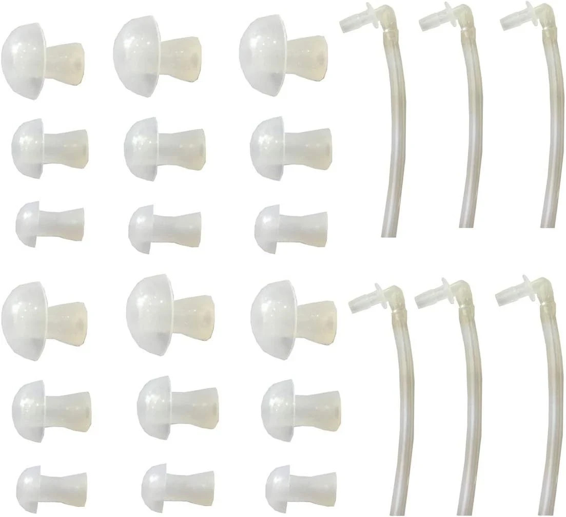 18pcs Ear Plug with 6 tubes for BTE Hearing Aid Aids Eartips Domes (size S M L)