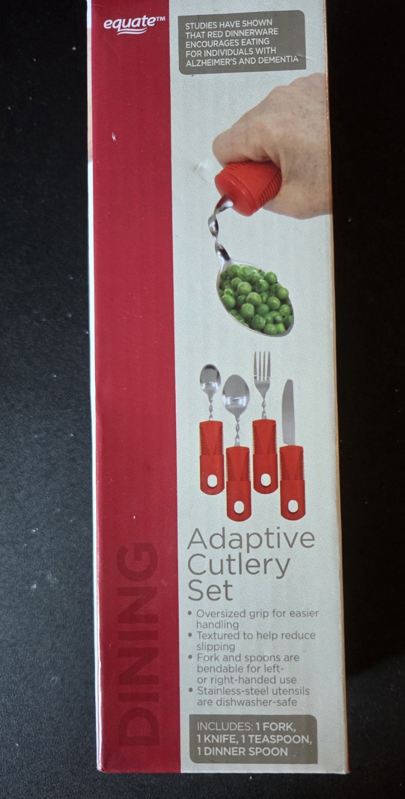 Equate Adaptive Cutlery 4 Piece Set Bendable Utensils for Elderly or Disabled