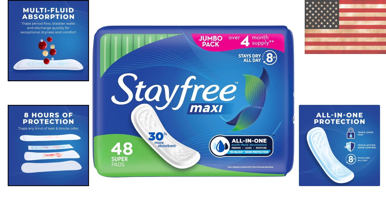 Maxi Super Long Wingless Pads for Heavy Flow – 48 Count for Confidence & Comfort