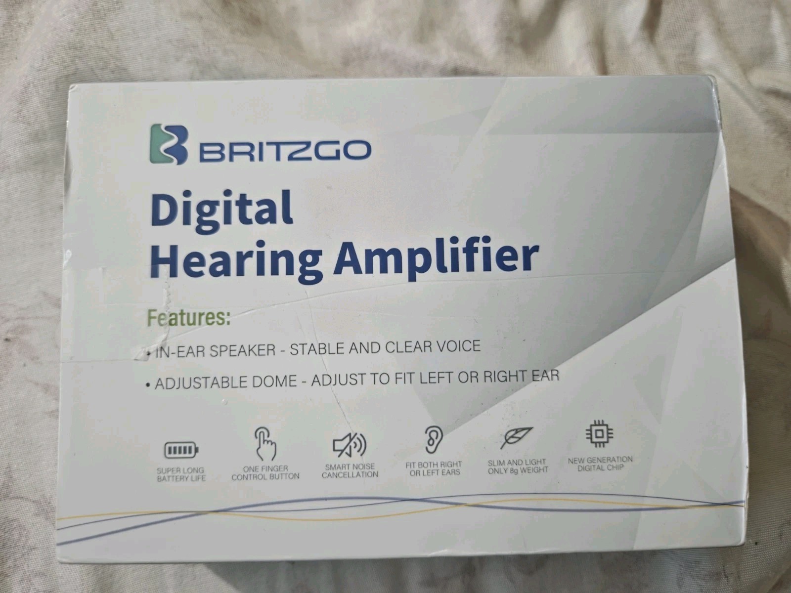 Britzgo VHP-1301S Beige BTE Digital Hearing Amplifier Noise Reduction Case