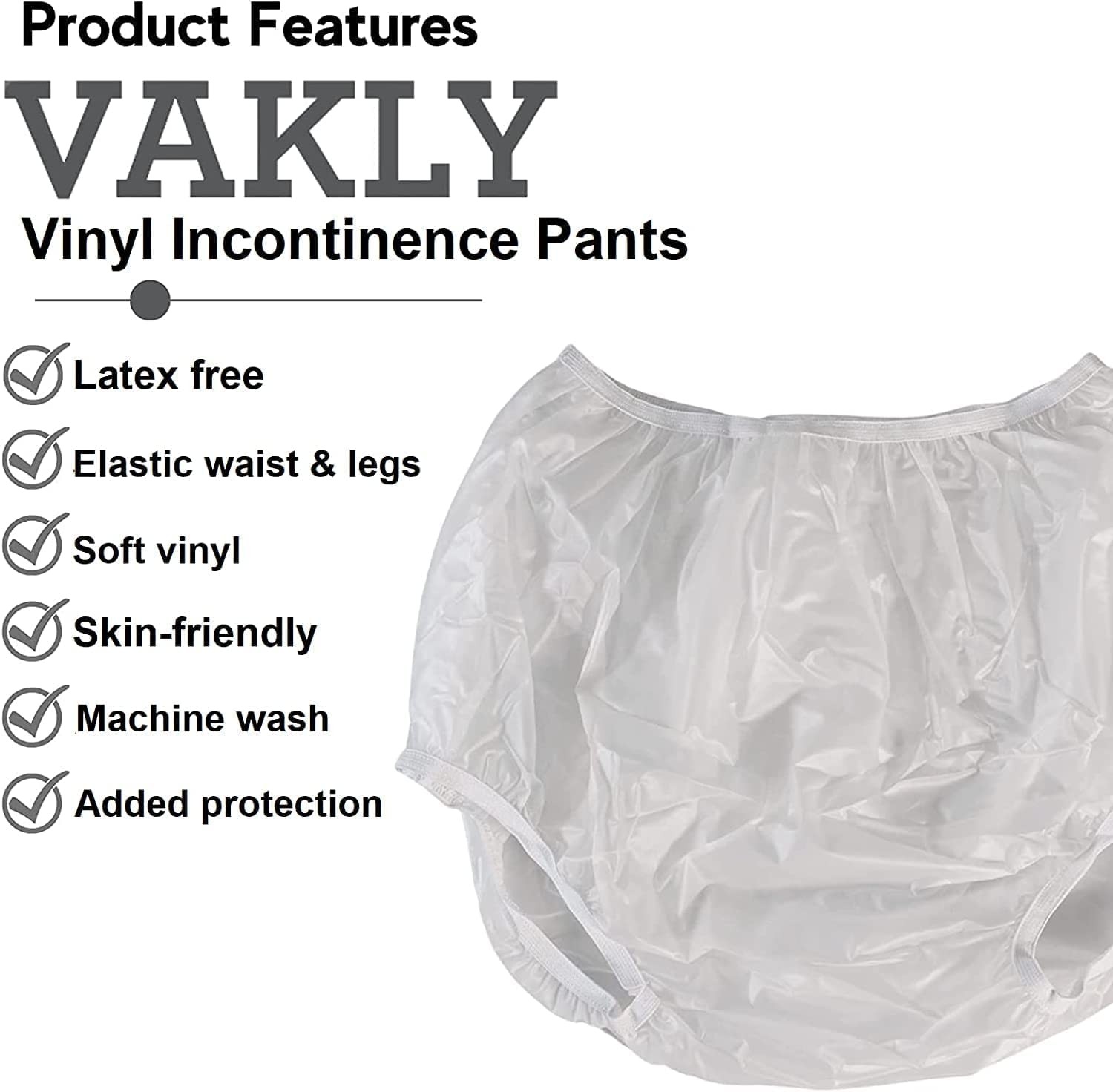 Adult Vinyl Waterproof Pull-On-Cover Incontinence Pants (This is not a Diaper…