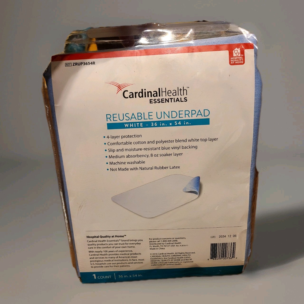 2pk NEW Cardinal Health Essentials Reusable Underpad 36X54 inches