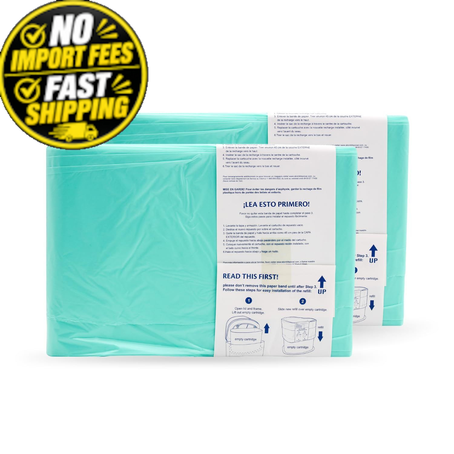 Janibell Akord Slim Adult Diaper Pail Refill Liners, 2 Count – Fits 7 gallon
