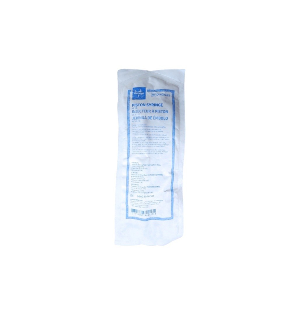 Medline DYND20325 Sterile Tray w 60mL Piston Syringe & Bottle Case of 50 Trays