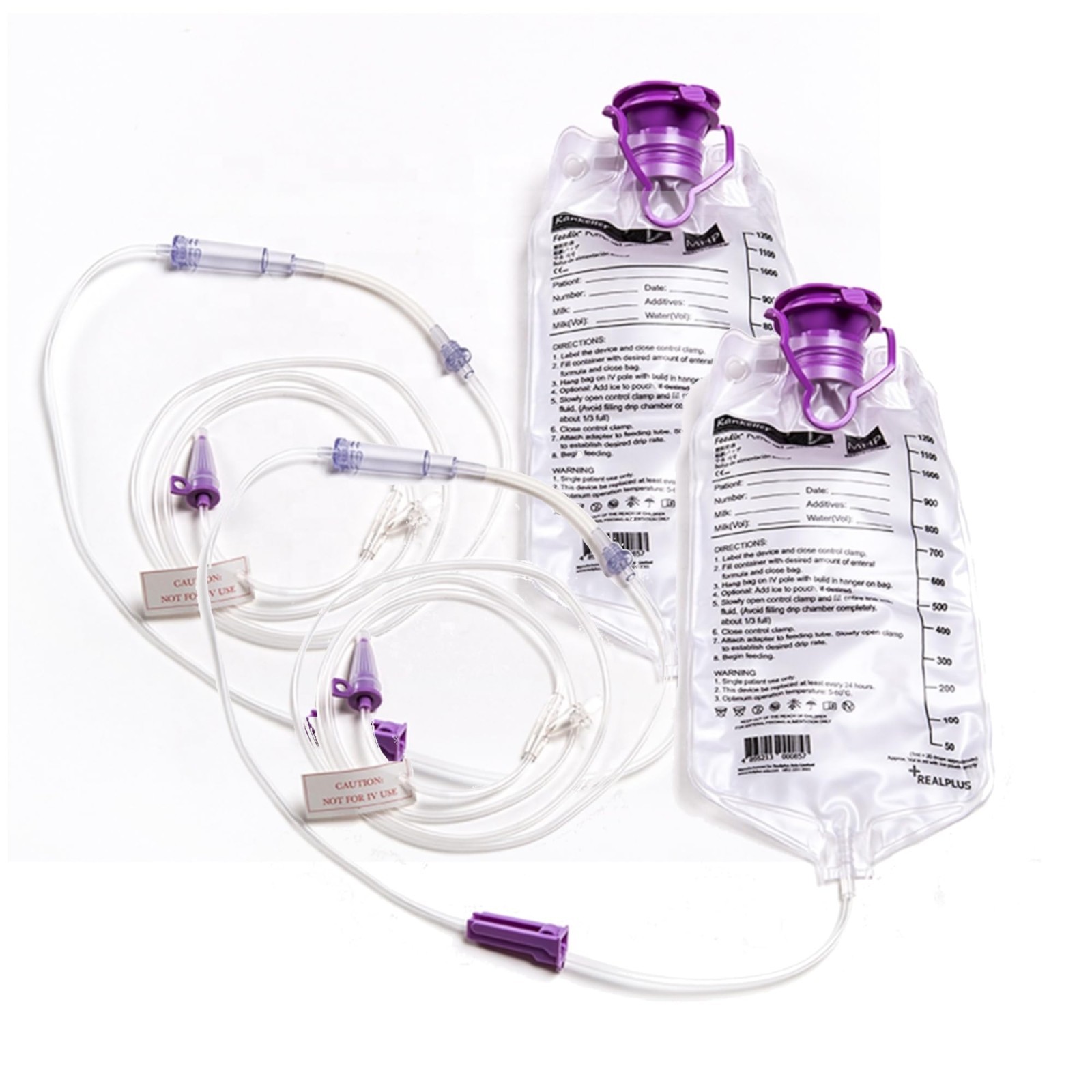 2 Pack 1200ML Disposable Enteral Feeding Bags with Slip Tip Connector – Health C