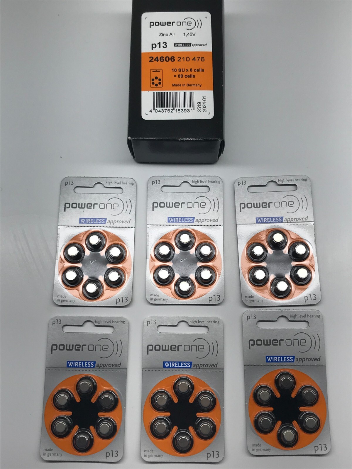 Lot 1 Box + 6×6 (96 Total) Power One P13 Hearing Aid Batteries New Exp 01/2024