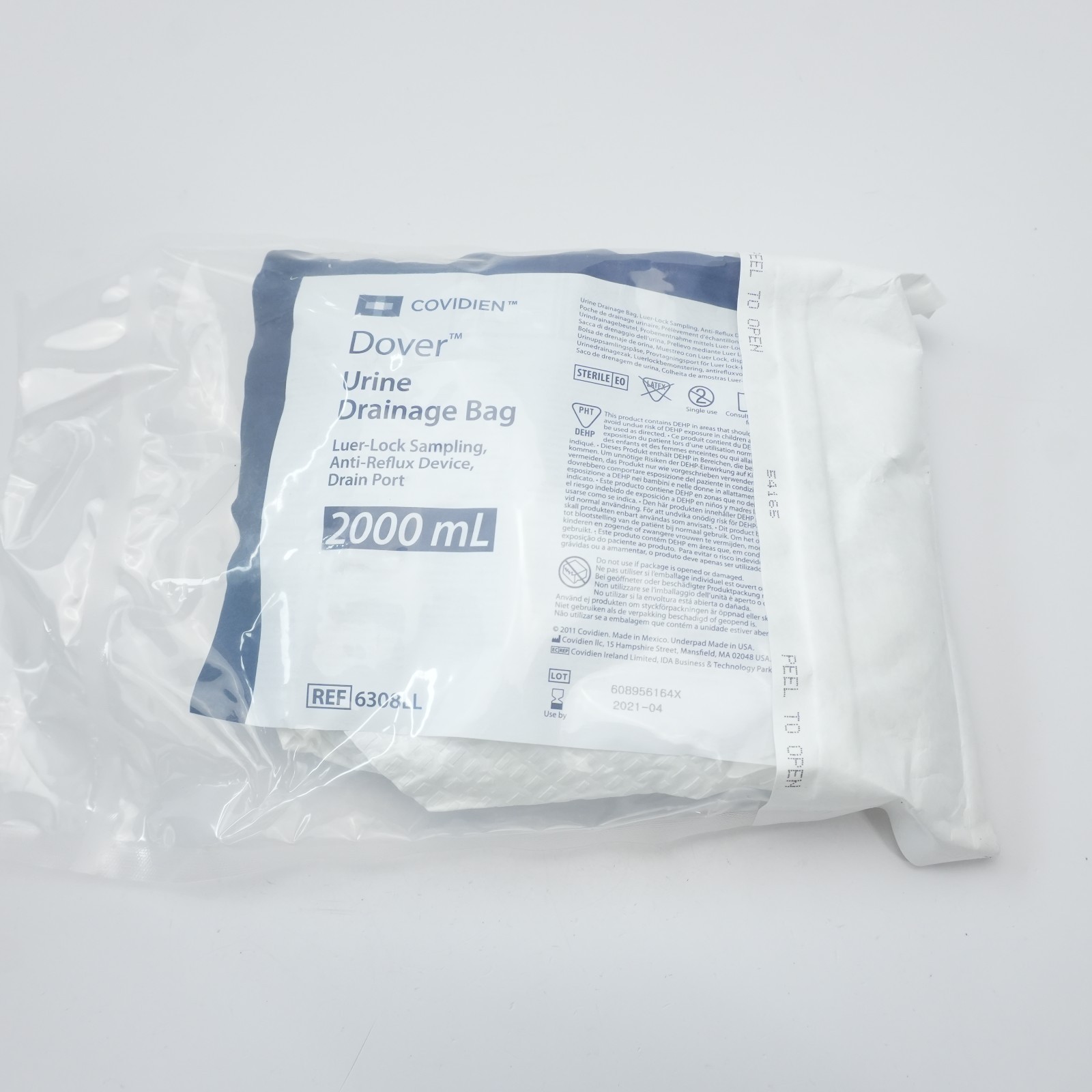EXPIRED Covidien Dover Urine Drainage Bag REF 6308LL 2000 ml EXP. 2021