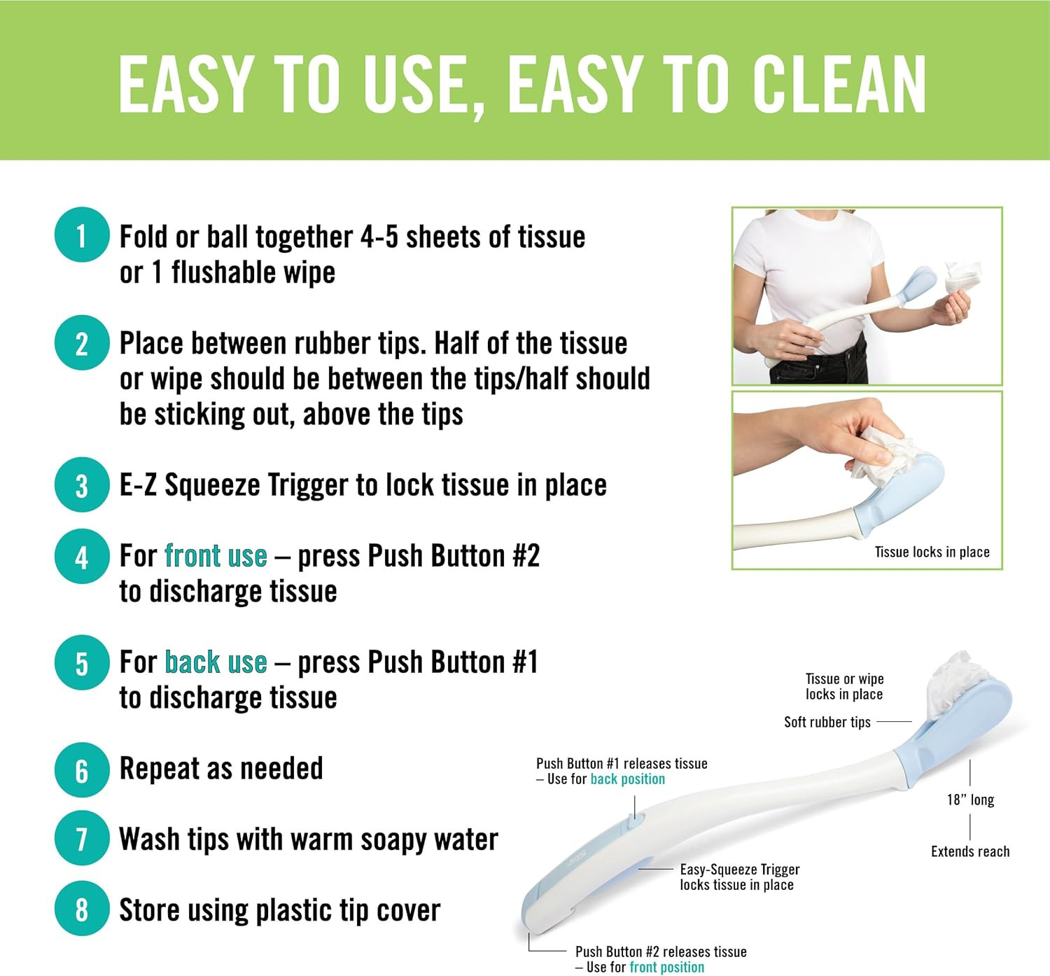 Toilet Aid – Personal Bottom Wiping Tool, Bathroom Mobility Aid for Disabled, El