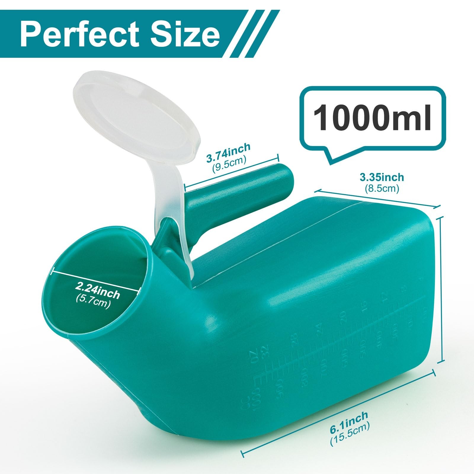 Urinals for Men Two 1000ml Urine Bottle (Green) with 2 Hooks, Suitable for Ni…