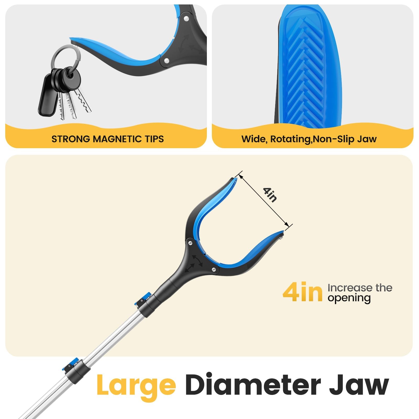 Telescopic Grabber Reacher Tool, 5Level Adjustable 23” to 41” Extendable G…