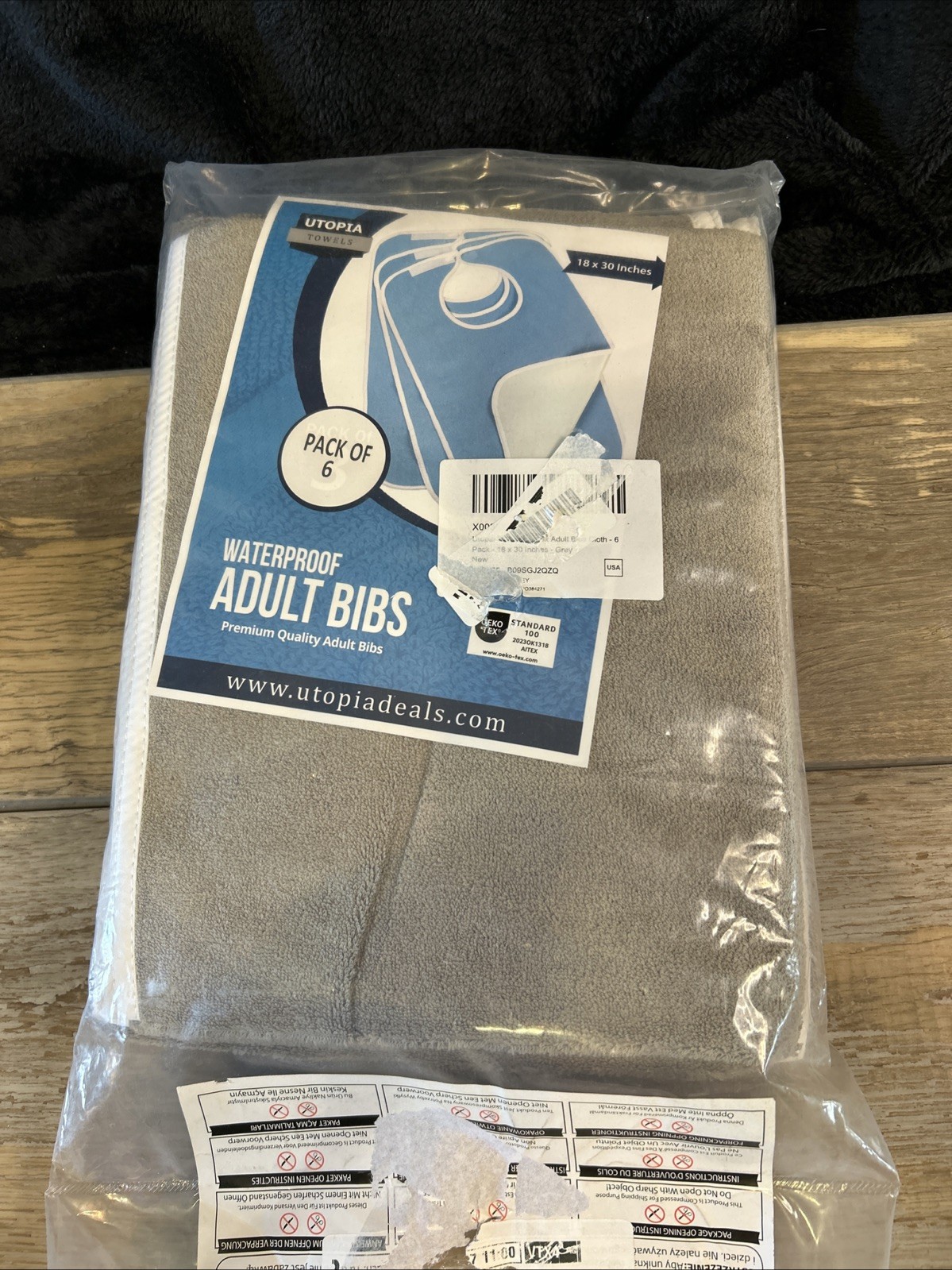 Utopia 6 Pack Premium Unisex Adult Bibs Waterproof Washable Grey Polycotton