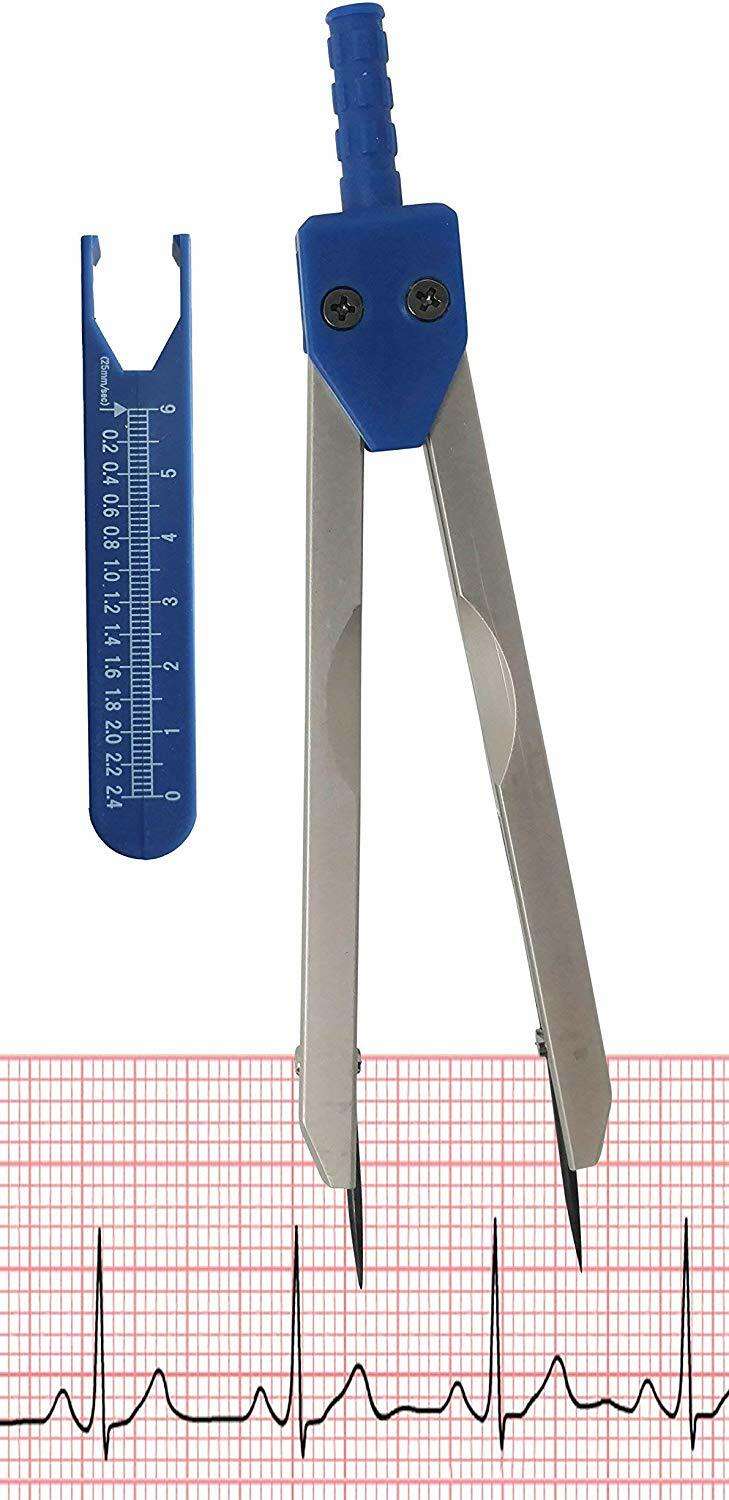 Medical ECG EKG Caliper with Protector Cover Draft Divider Heart Rate Ruler S12