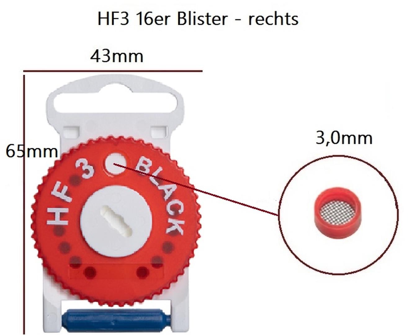 50 x audio service cerumen filter/HF3 red (right) 16 blister