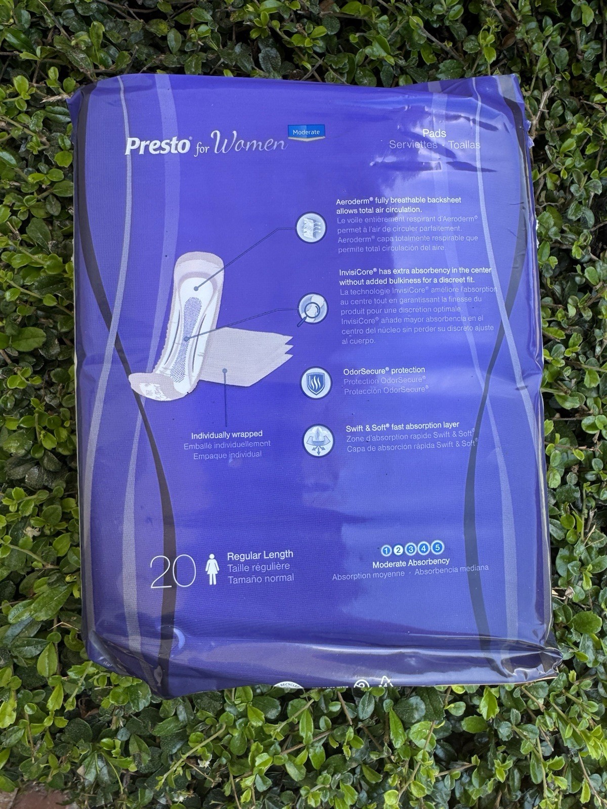 Presto® Incontinence Pad, Moderate Absorbency, 9″ Long