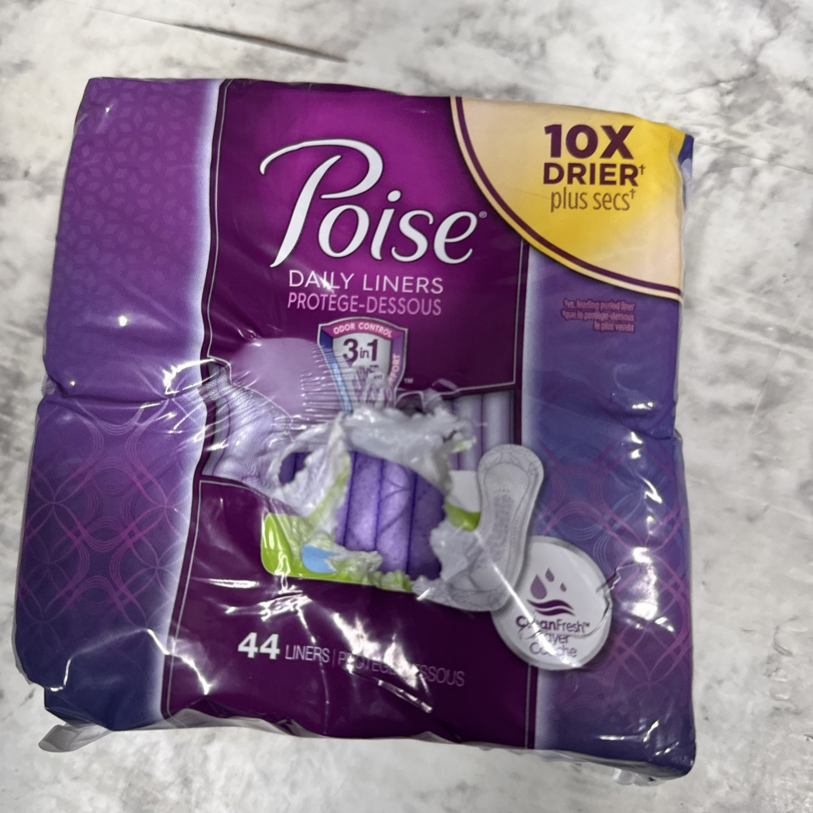 POISE DAILY INCONTINENCE PANTY LINERS, VERY LIGHT ABSORBENCY, LONG, 44 COUNT
