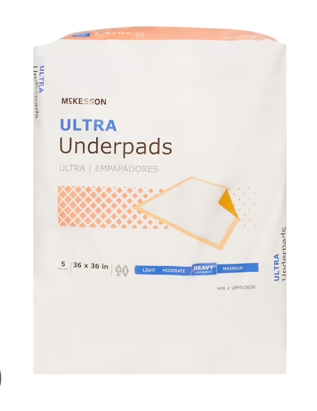 McKesson Ultra Underpads, Heavy Absorbency, 36 x 36 in, White, 5 Ct