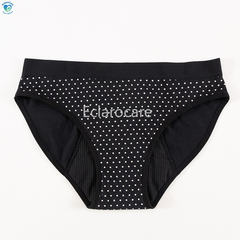 3pcsWomen’s Mid-waist Period Underwear 100% Cotton 4-Layer Leak-Proof Protection