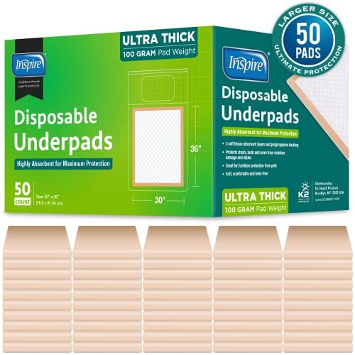 Super and Ultra Absorbent Disposable Bed Pads 30″ X 36″ Pack of 50