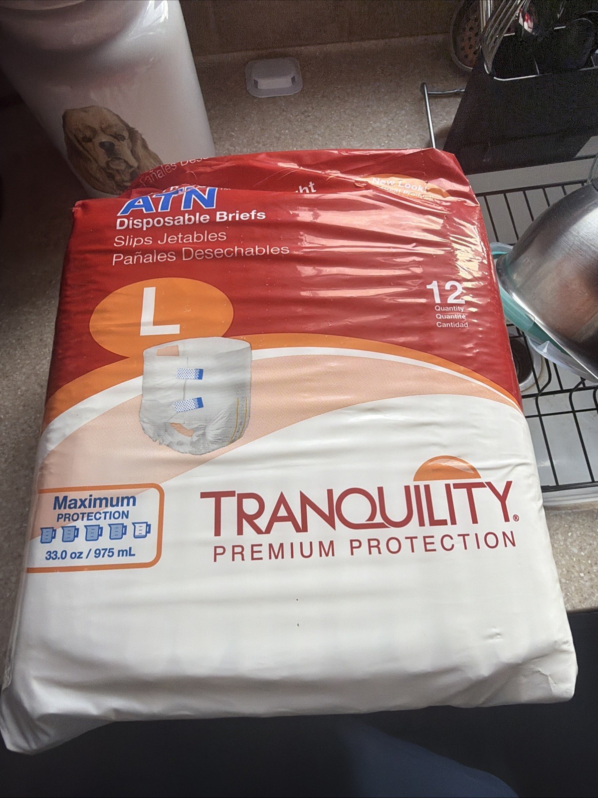 Tranquility ATN Disposable Briefs Large 12 Count Maximum Protection Adult Briefs