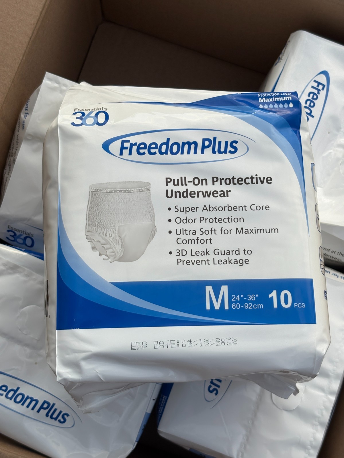 Case of 5pks of 10 Freedom Plus 50pcs Pull-On Protection Underware M 24″-36″