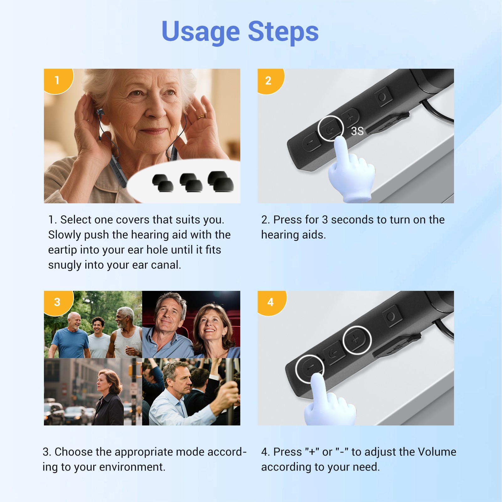OTC Neckband Hearing Aids for Seniors Severe Noise Reduction & Tinnitus Mask