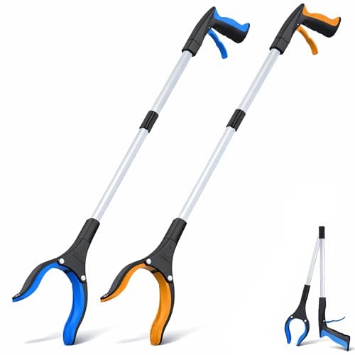 Grabber Reacher Tool – 32” Extra Long Foldable Gripper and Blue+orange 2p