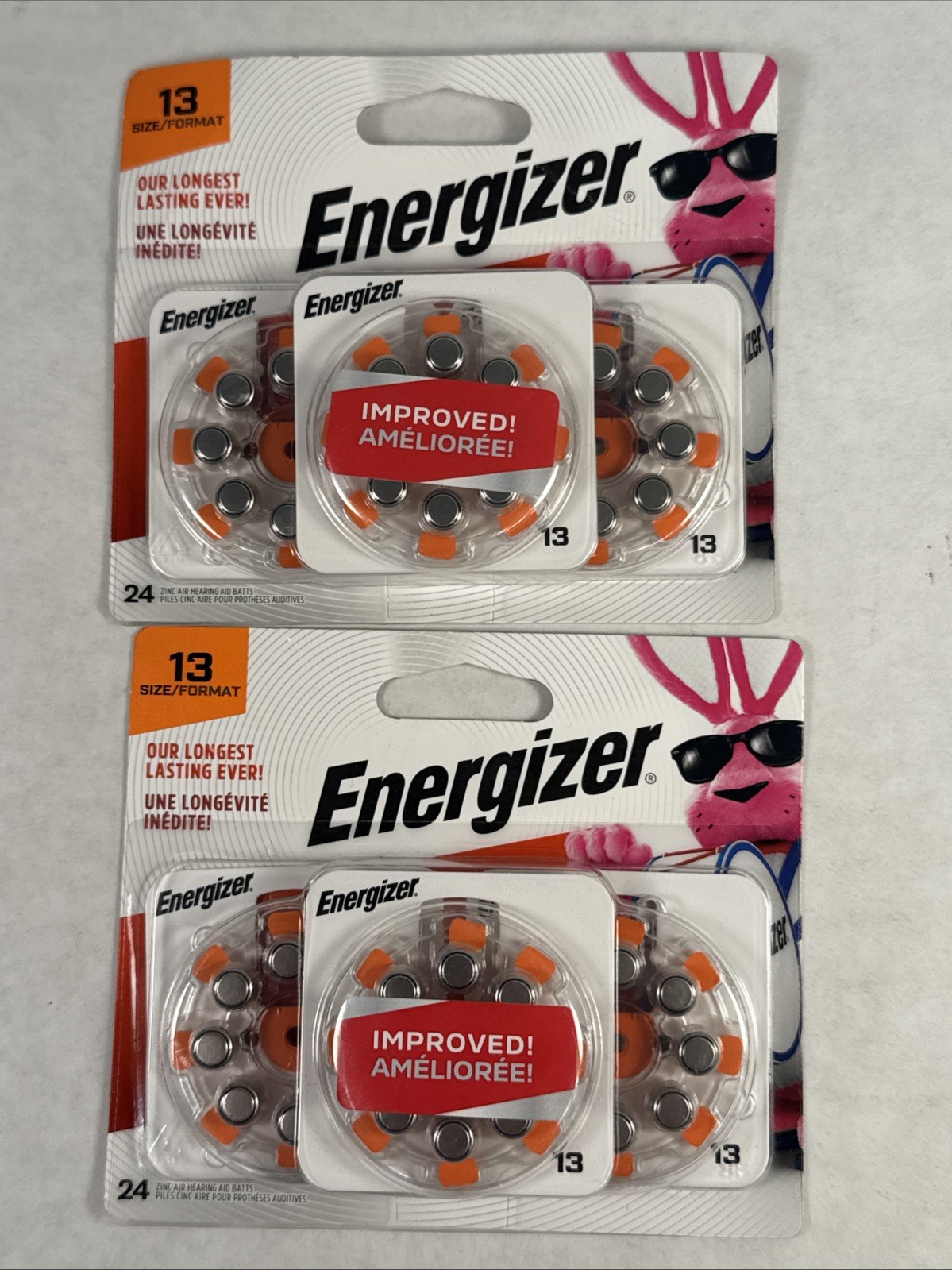 2 Pk Energizer Hearing Aid Batteries Size 13 Orange Tab 24 ea.=48 Total Exp 2027