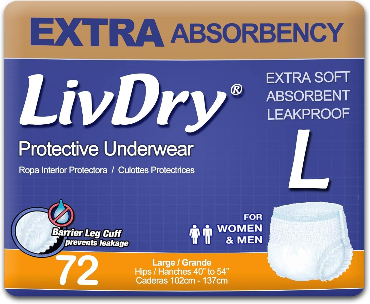 Adult Incontinence Underwear Large Extra Absorbency 72 Count