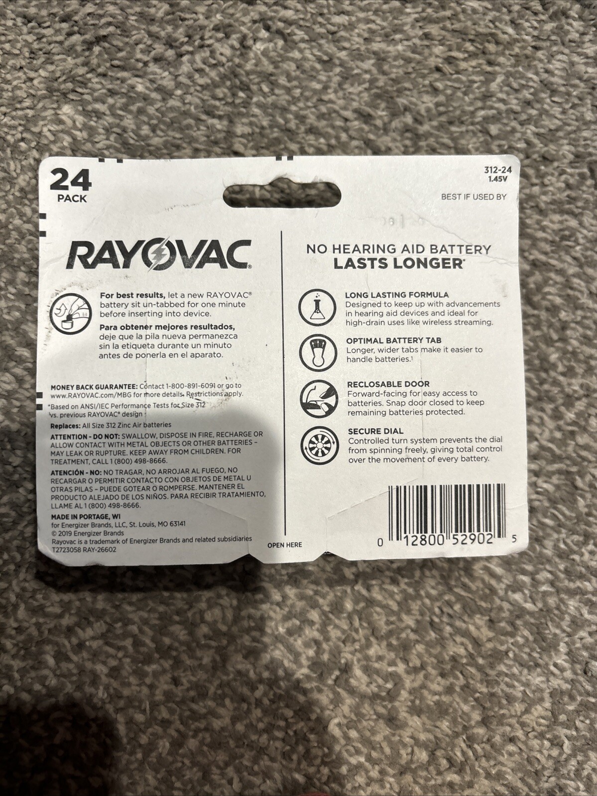 Rayovac L312ZA-24ZM Hearing Aid Batteries – 24 Pack, New