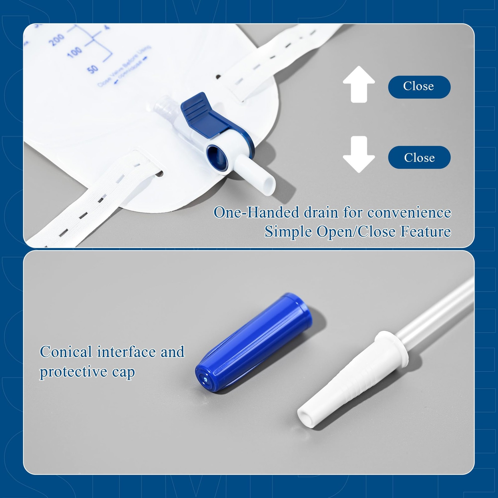 Urinary Drainage Bag 1000ml Catheter Leg Bag, 5 Pack Catheter Leg Bags for Me…