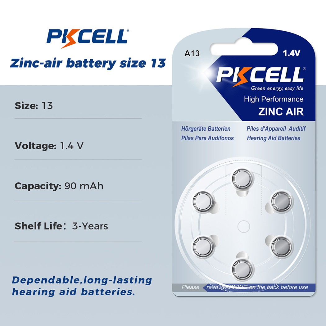 Hearing Aid Batteries 1.4V A10 A13 A312 Zinc-air Battery PKCELL Lot