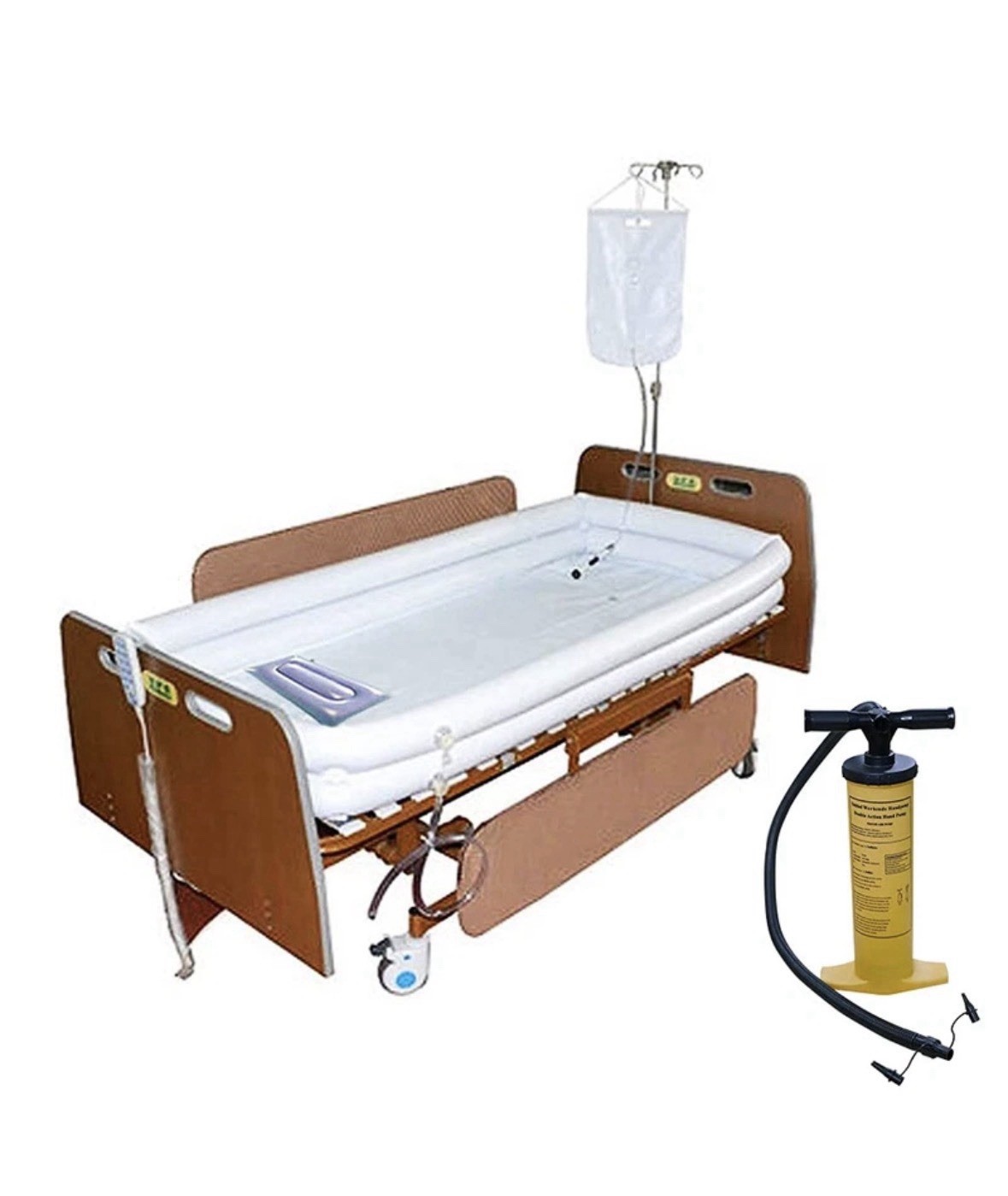 Medical Inflatable Bathtub Kit w/Manual Air Pump for Elderly and Bed-Ridden