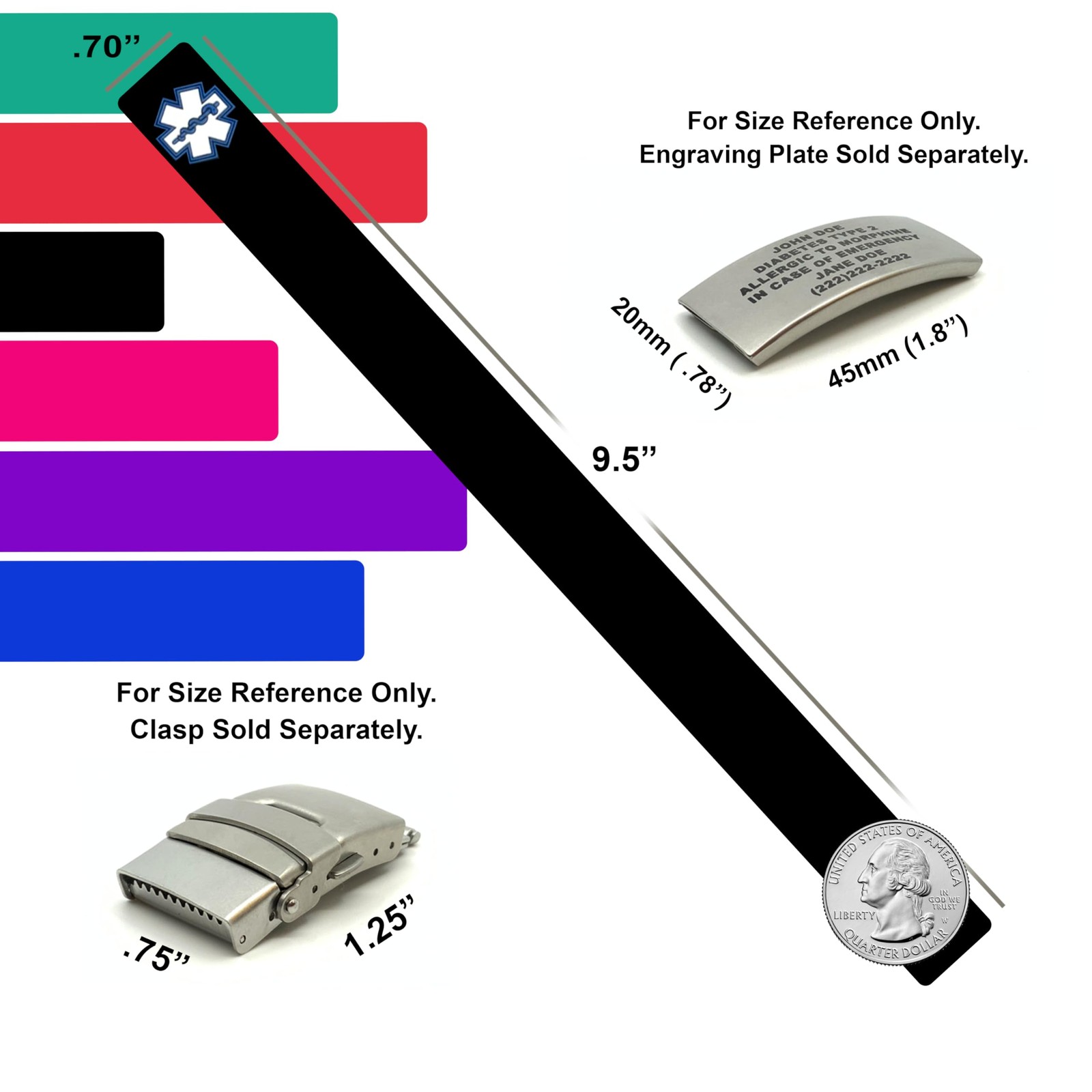 Universal Medical Data Replacement Bands For Emergency Bracelet – Adjustable