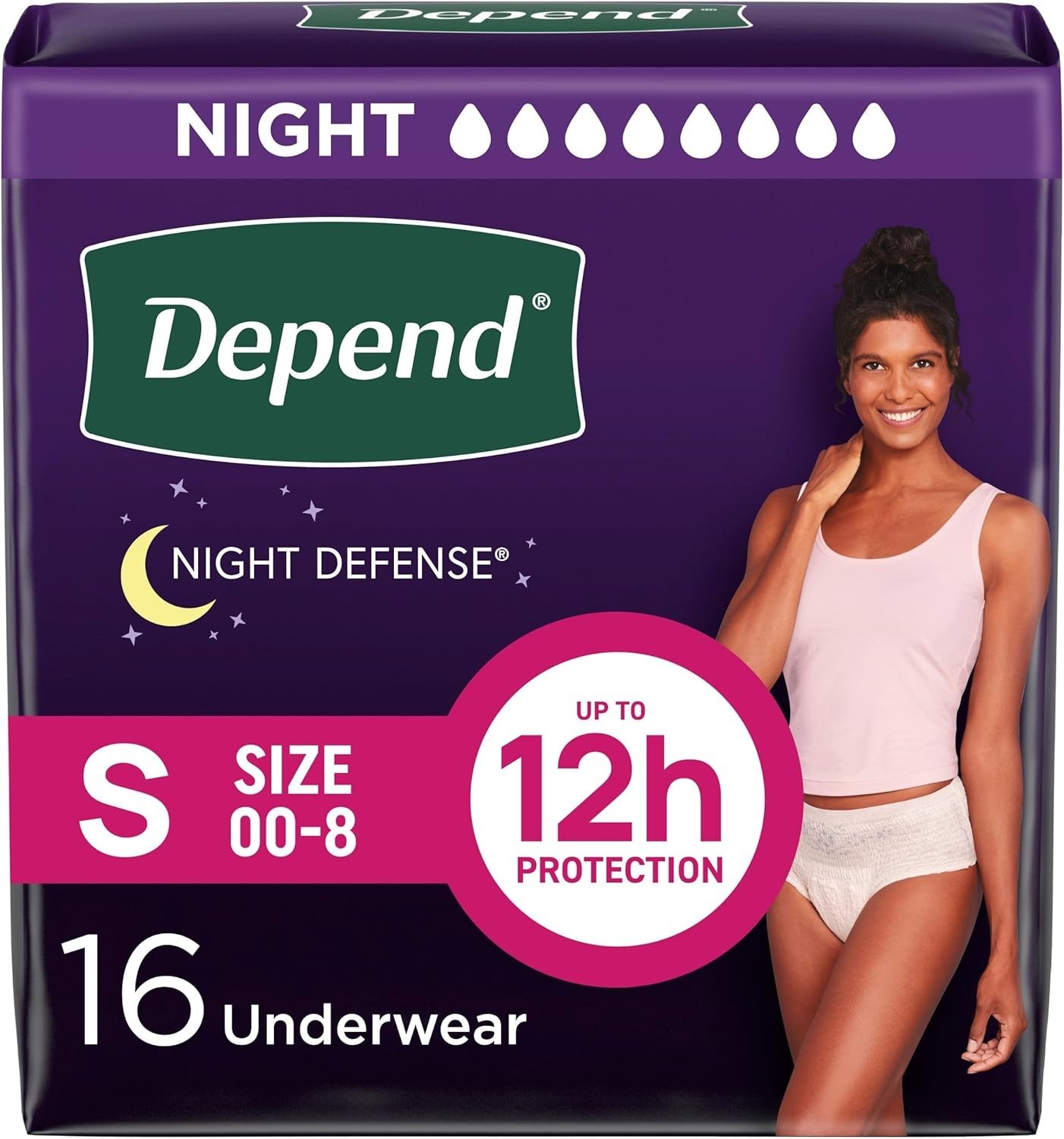 Depend Night Defense Women Incontinence Underwear S/M/L/XL/XXL Max Absorbency