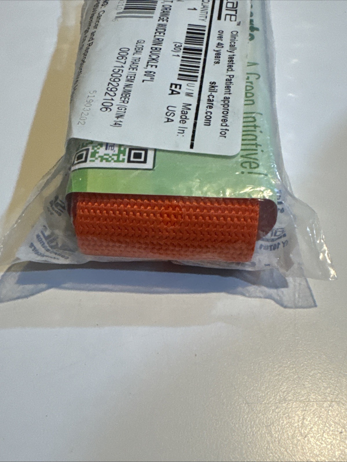 Skil-Care EZ Clean Gait Belt, 60″ Orange, Washable Patient Transfer Safety Belt