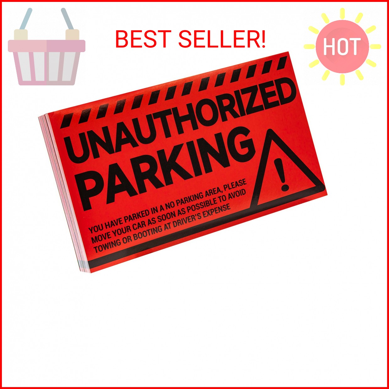 CDXHOME 100pcs Parking Violation Stickers – 5″ x 8″ Hard-to-Remove Towing Warnin