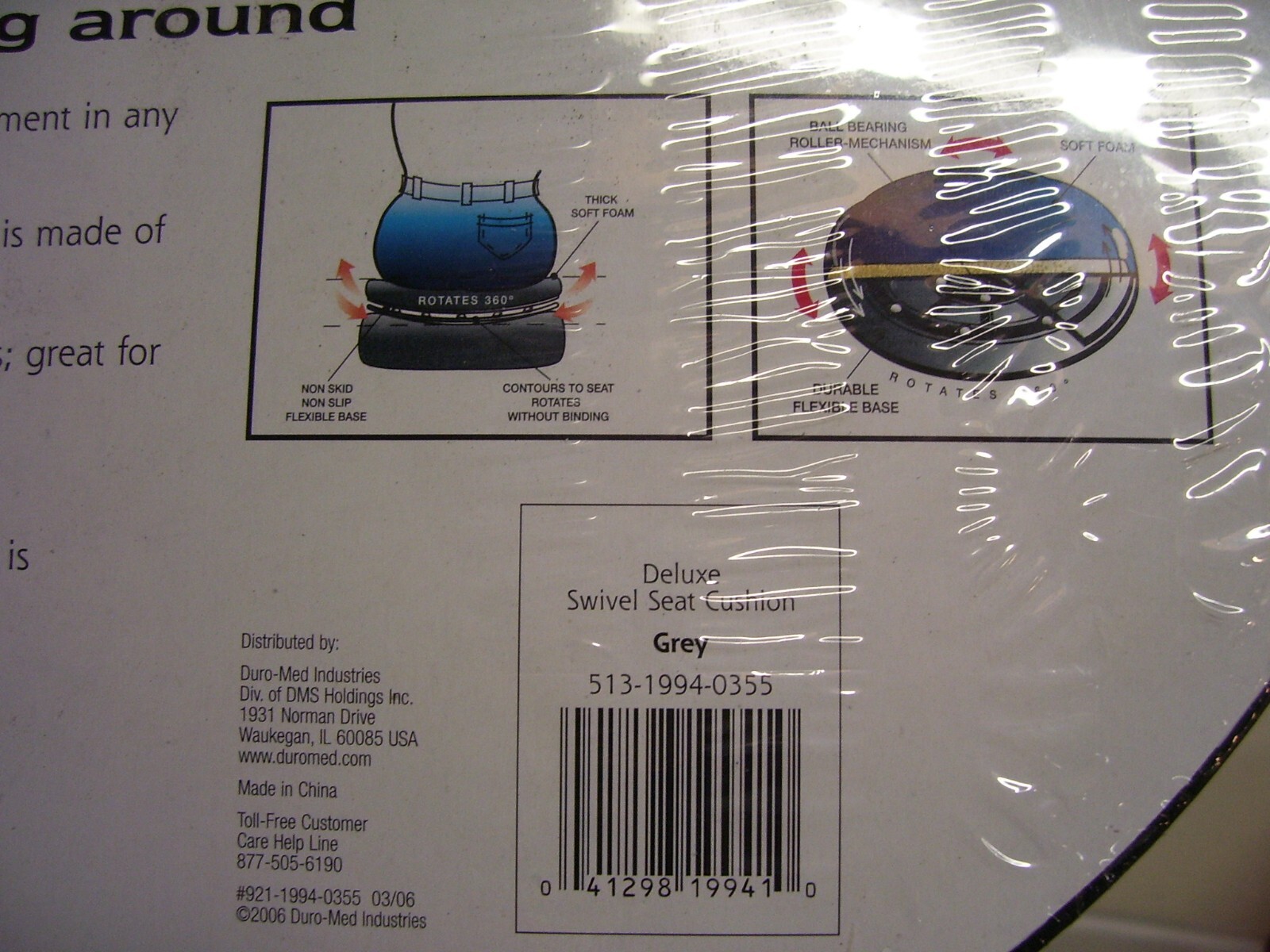 DMI Brand Deluxe Swivel Seat Cushion 15” X 1 3/8″ Chair Comfort Pad- GRAY, NEW